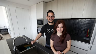 My Dubai Rent. Emiliana D'Andrea and her fiance Daniel Sarmiento pay 75,000 for a one-bedroom apartment in Dubai's JVC community. Chris Whiteoak / The National