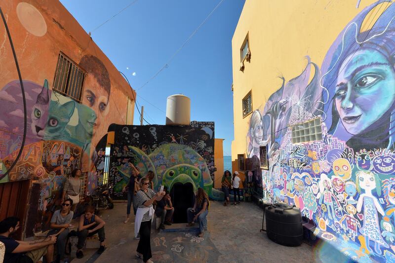 A Syrian and Palestinian refugees school with colourful paintings in Ouzai, south of Beirut, Lebanon. EPA