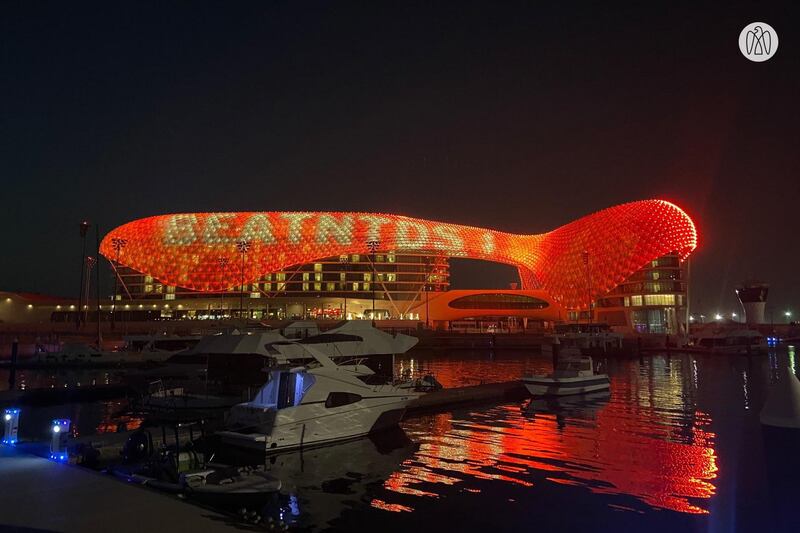 Buildings around Abu Dhabi lit up for World Neglected Tropical Diseases Day. Courtesy Abu Dhabi Media Office