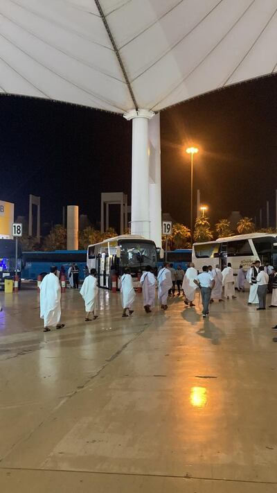 Pilgrims at the Hajj bus terminal in Jeddah. The National