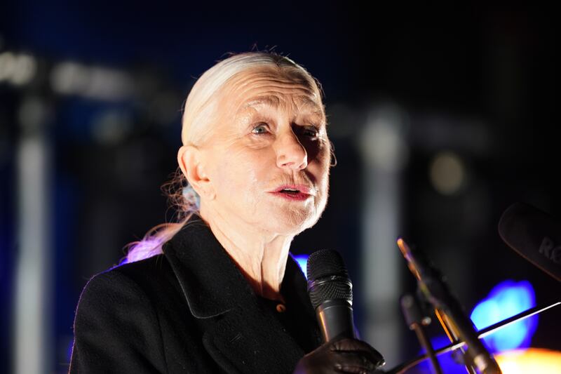 Actress and activist Helen Mirren addresses the London vigil. PA