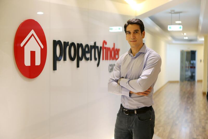 DUBAI , UNITED ARAB EMIRATES – June 18 , 2017 : Michael Lahyani , Founder of propertyfinder.ae at his office in Al Shatha tower in Dubai Media City in Dubai. ( Pawan Singh / The National ) For Business. Story by Michael Fahy. ID No :- 29762 *** Local Caption ***  PS1706- MICHAEL LAYHANI06.jpg