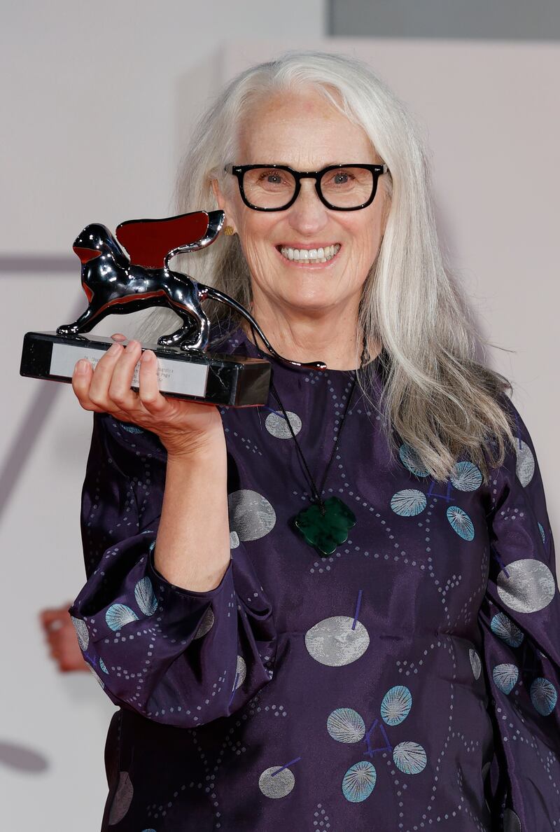 Director Jane Campion with the Silver Lion for Best Director for 'The Power of the Dog'.   Getty Images