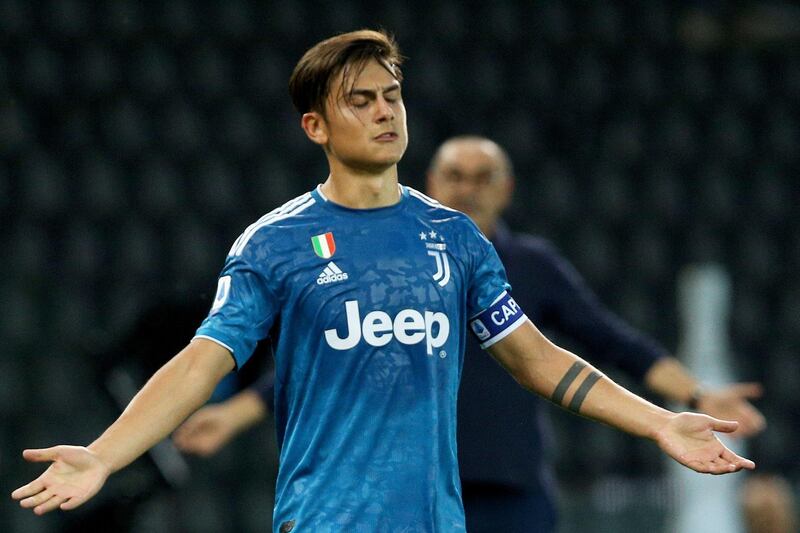 Juventus' Paulo Dybala looks dejected in Udine. EOPA