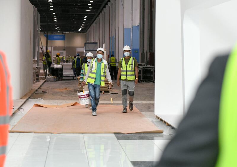 Abu Dhabi, United Arab Emirates - Preparation ongoing for the first International Defence Exhibition and Conference post pandemic taking place at Abu Dhabi National Exhibition Centre next week. Khushnum Bhandari for The National