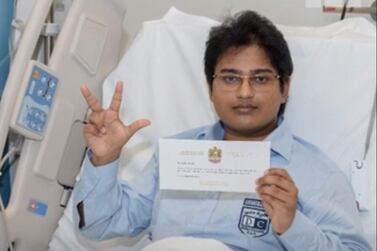 Pritvik Sinhadc, 16, was buoyed by words of support in a letter from Sheikh Mohammed bin Rashid. The National