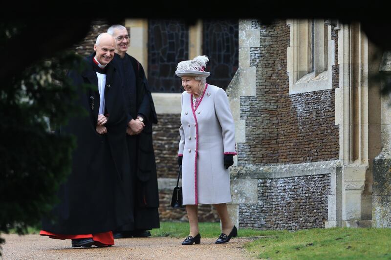 Queen Elizabeth II leaves after attending Christmas Day Church service at Church of St Mary Magdalene on the Sandringham estate on December 25, 2018 in King's Lynn, England. Getty