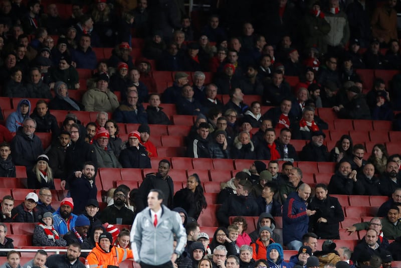 Empty seats and a fans' backlash on a bad night for Unai Emery. Reuters
