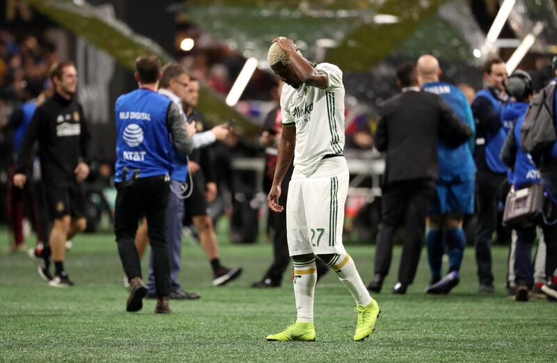 Portland Timbers' Dairon Asprilla  reacts after losing to Atlanta United. Reuters