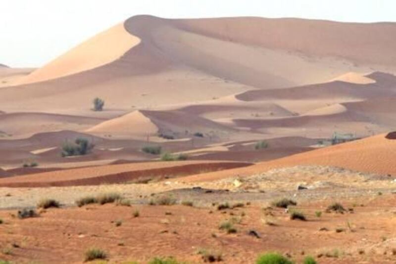 Al Ain-April 30, 2008- A view of some red sand dunes as you arrive in Al Ain April 30, 2008.   (Andre Forget / The National) *** Local Caption *** na01 al ain2.jpg