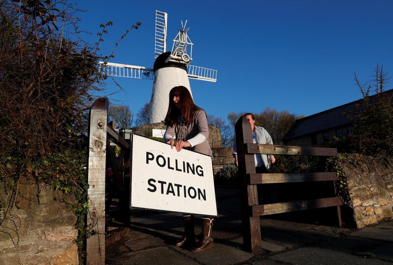 A polling station is set up at Fulwell Mill ahead of local elections, in Sunderland. Reuters