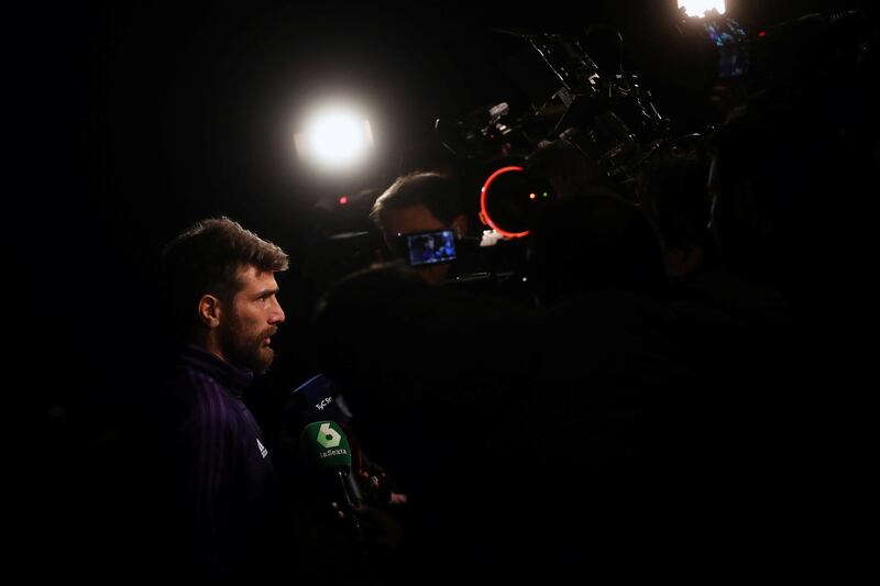 River Plate's Leonardo Ponzio speaks to the media at the hotel. Reuters