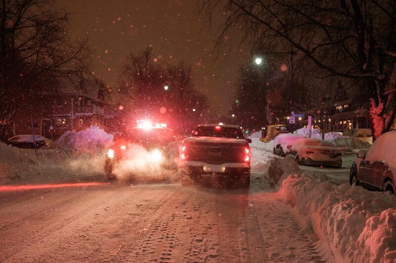 A New York State trooper pulls over a vehicle in Buffalo. AFP