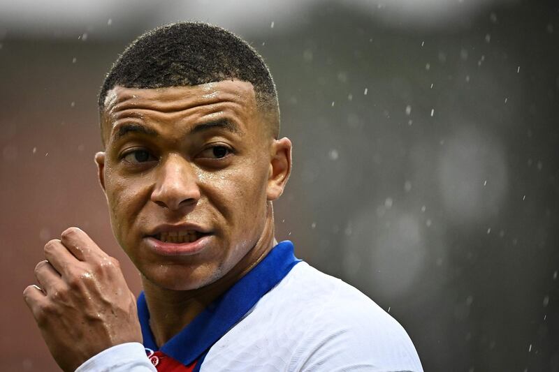 Paris Saint-Germain's French forward Kylian Mbappe during the match against Lorient at the Stade Yves-Allainmat, western France. AFP