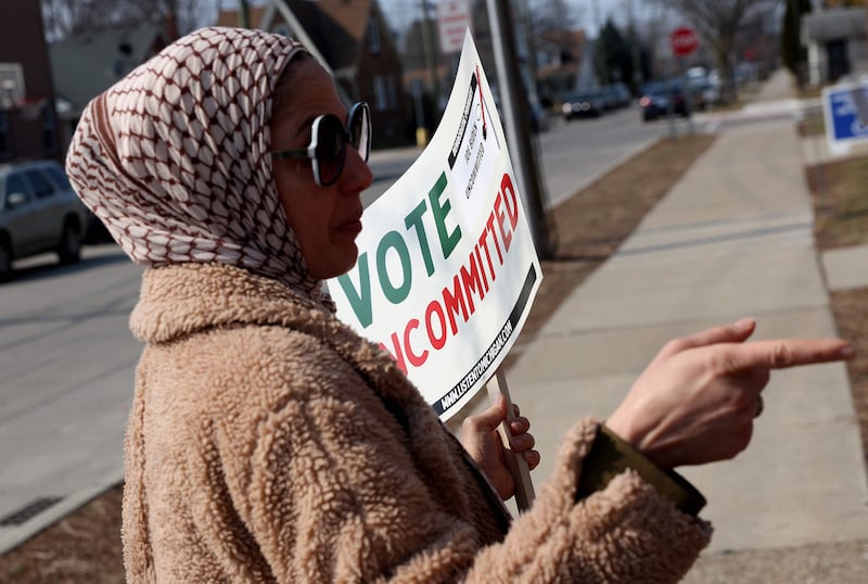 A Democratic voter uncommitted to President Joe Biden in Dearborn, Michigan. Getty Images via AFP