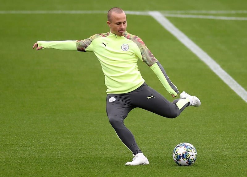 Manchester City's Angelino during training. Reuters