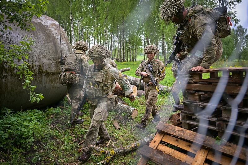 British soldiers take part in a Nato exercise on the Estonian-Latvian border. Getty