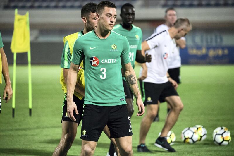 Australia players take part in training in Dubai ahead of their international friendly against Kuwait on Monday, October 15. Courtesy Football Federation Australia