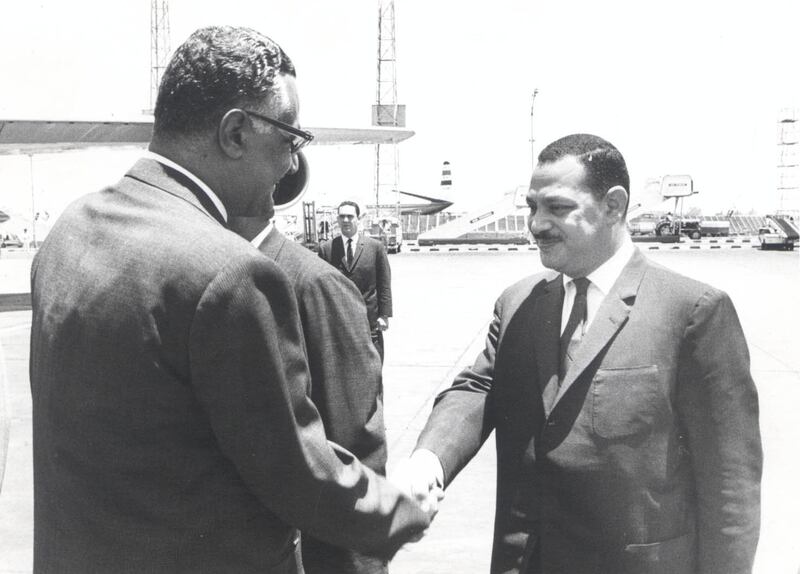 Gamal Abdel Nasser, left, and his secretary Sami Sharaf. Photo: Wikimedia Commons