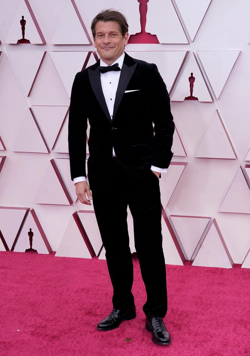 Mark Ricker arrives at the 93rd Academy Awards at Union Station in Los Angeles, California, on April 25, 2021. AP