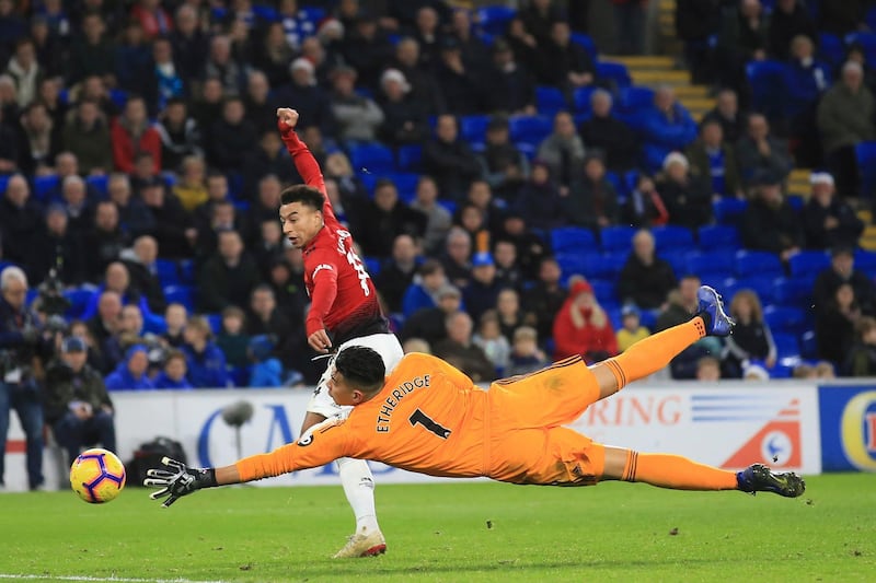 Jesse Lingard, slots home Manchester United's fifth goal. AP Photo