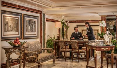 VIP Reception Desk at Rome Cavalieri Waldorf Astoria. Courtesy Rome Cavalieri Waldorf Astoria