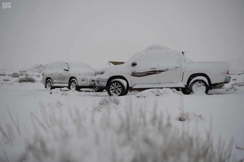 Snow in Tabuk, Saudi Arabia. SPA