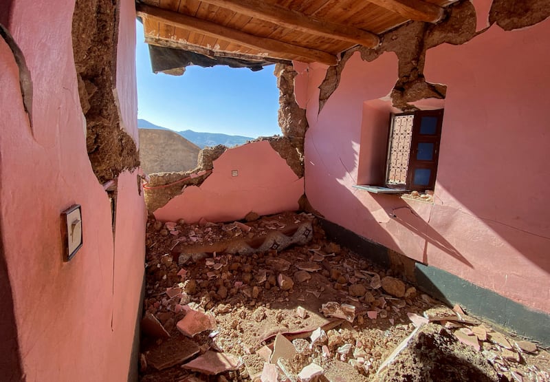 A damaged room in the village of Tansghart after a powerful earthquake in Morocco. Reuters