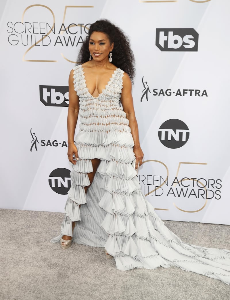 Angela Bassett in Georges Chakra at the 25th Annual Screen Actors Guild Awards in Los Angeles on January 27, 2019. EPA