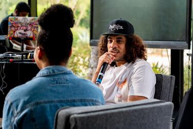 Dubai's DJ Brooklyn, right, appears at the Emirates Music Summit in March 2020. Emirates Music Summit