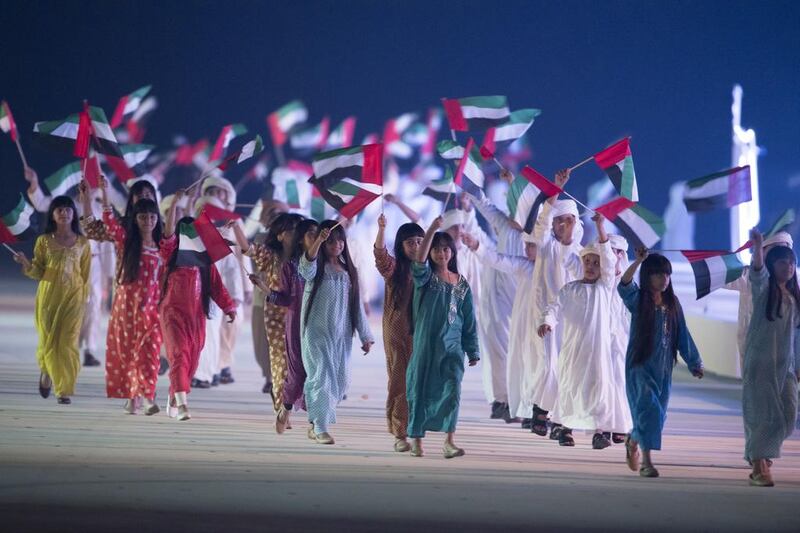 The 45th UAE National Day celebrations held at Abu Dhabi National Exhibition Centre (ADNEC). Hamad Al Kaabi / Crown Prince Court — Abu Dhabi