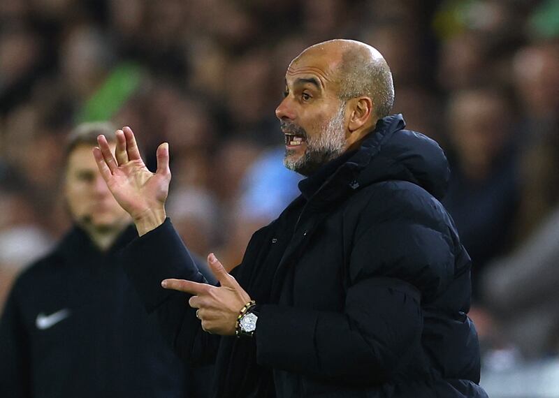Manchester City manager Pep Guardiola on the touchline. Reuters