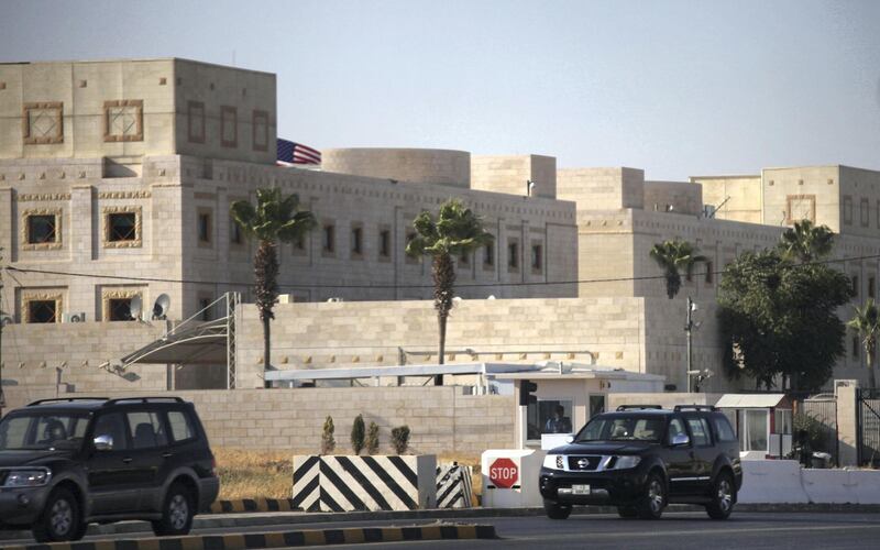 A general view of the U.S. embassy in Amman, Jordan, Tuesday, Aug. 6, 2013, one of 19 American diplomatic posts across the Middle East and Africa ordered closed following terror threats. (AP Photo/Mohammad Hannon)