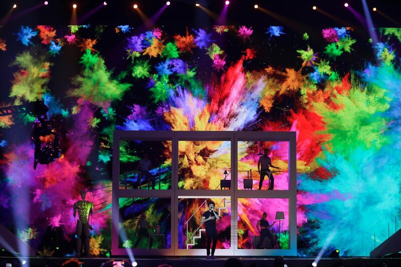 Miki of Spain performs during a rehearsal for the 2019 Eurovision Song Contest in Tel Aviv, Israel.  AP Photo