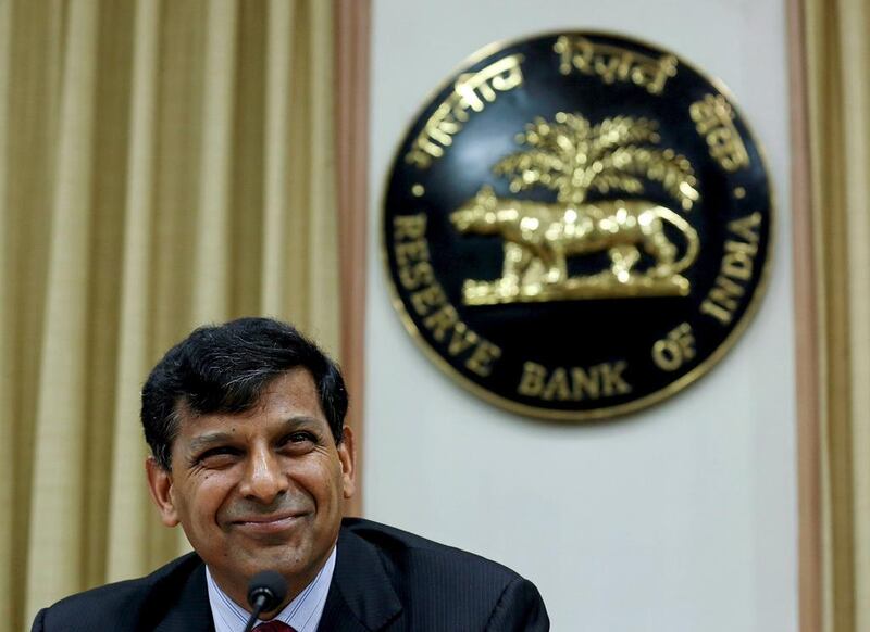 The Reserve Bank of India governor Raghuram Rajan meets the press after the bi-monthly monetary policy review in Mumbai. Danish Siddiqui / Reuters