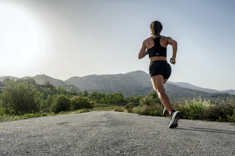 Olympic Marathon runner, Chirine Njeim trains in the mounatins of Faqra, Lebanon on Friday 21 May, 2021 (Matt Kynaston).