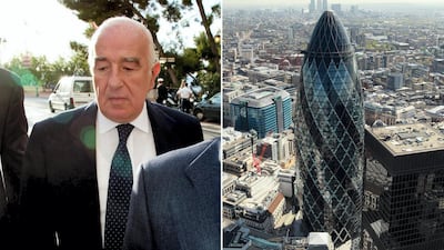 Joseph Safra's (left) family business paid around £700 million (Dh3.6 billion) for the Gherkin in London. Reuters/Getty Images