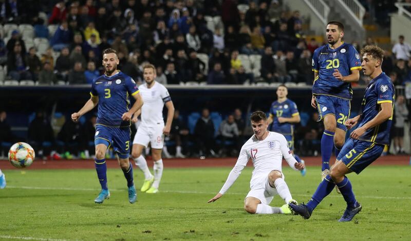 England's Mason Mount scores their fourth goal. Reuters