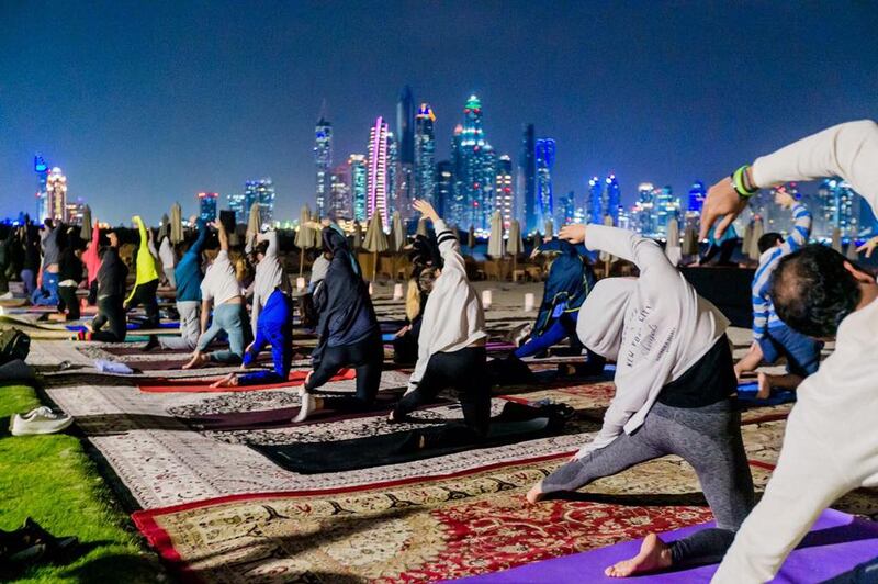 Full moon yoga. Courtesy Fairmont The Palm