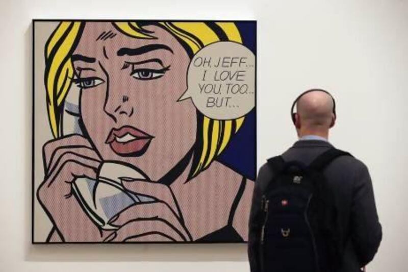 Oh Jeff … I Love You, Too … But …, part of Lichtenstein: A Retrospective at Tate Modern in London. The painting and others like it are what the artist is best known for, but the retrospective cleverly shows visitors that he quickly moved on from the comic book images and amassed a large body of sophisticated work. Dan Kitwood / Getty Images