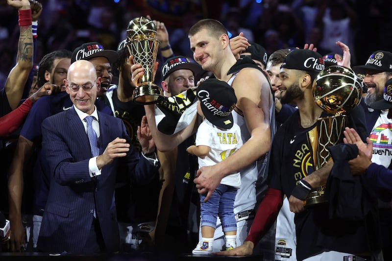 Nikola Jokic is presented the NBA Finals MVP Award leading the Denver Nuggets to a 4-1 series victory over the Miami Heat. Getty