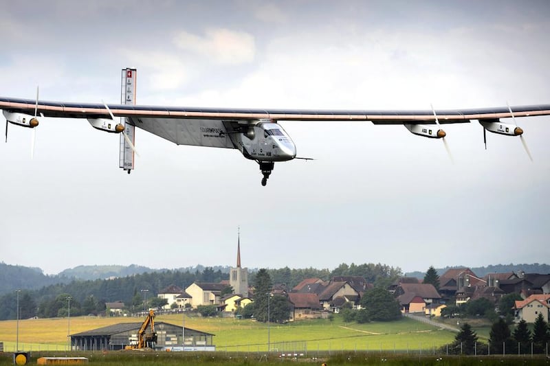 Solar Impulse 2 is the successor of the original prototype plane of the same name, which last year completed a trip across the United States without using a drop of fuel. Laurent Gillieron / AFP