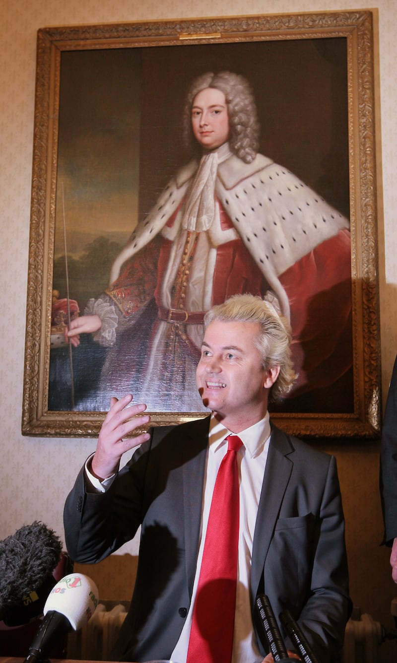 Mr Wilders in London in 2009 after being allowed into the UK when he overturned a ban by the UK immigration authorities. Getty Images