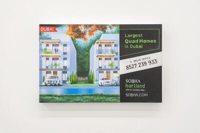  ‘5. Largest Homes in Dubai’, a painting of a photo of a rendering of buildings. Courtesy Grey Noise