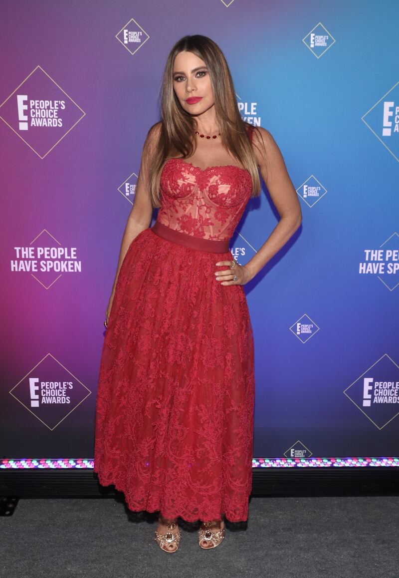 SANTA MONICA, CALIFORNIA - NOVEMBER 15: 2020 E! PEOPLE'S CHOICE AWARDS -- In this image released on November 15, SofÃ­a Vergara, The Comedy TV Star of 2020, attends the 2020 E! People's Choice Awards held at the Barker Hangar in Santa Monica, California and on broadcast on Sunday, November 15, 2020. (Photo by Todd Williamson/E! Entertainment/NBCU Photo Bank via Getty Images)