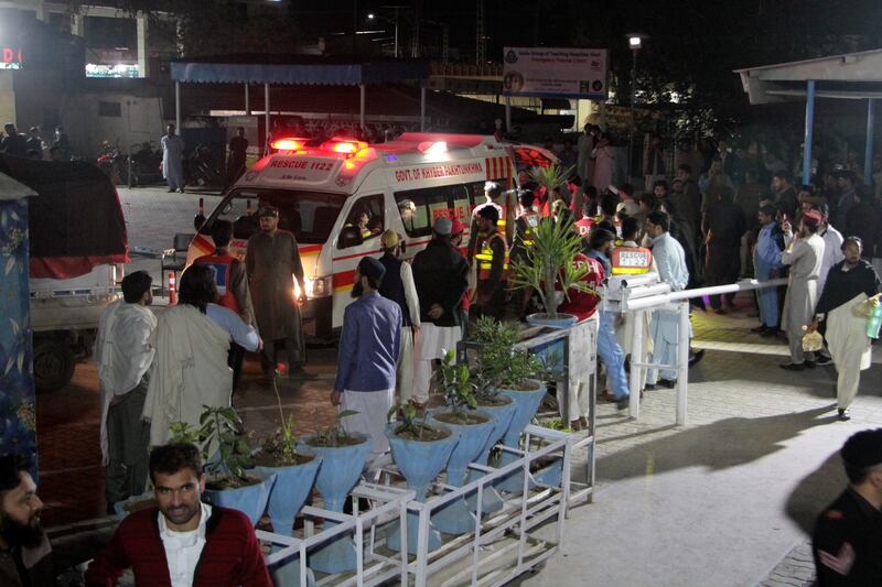 Victims of the earthquake taken to a hospital in Saidu Sharif, a town in Pakistan's Swat valley. AP Photo