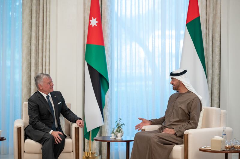 Sheikh Mohamed welcomed the King of Jordan and conveyed the greetings of the President, Sheikh Khalifa.