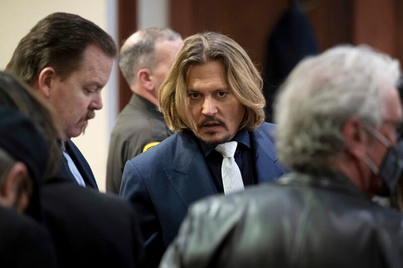 Depp inside the courtroom in April at the beginning of the trial. AP