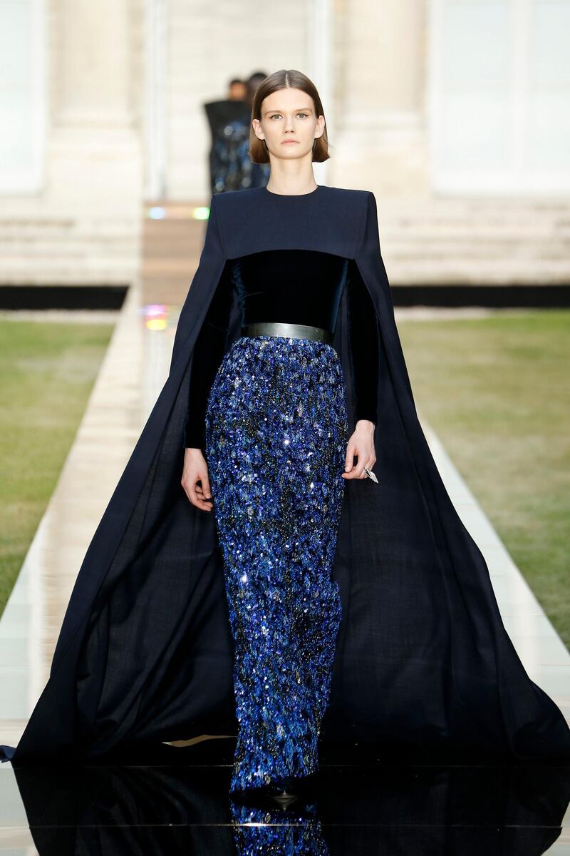 Bold yet feminine, this caped and embellished dress is from the fall 2018 haute couture show. Courtesy Givenchy