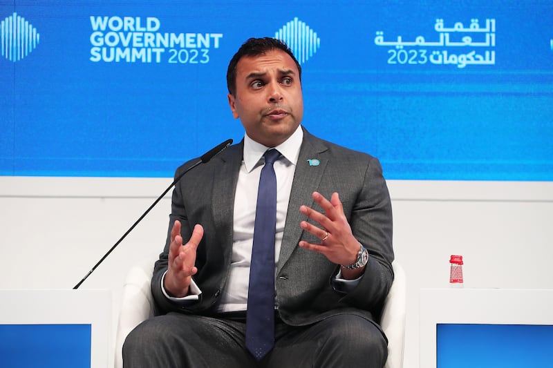 Sujay Jaswa, Founder and Managing Partner, WndrCo speaking during the session on Accelerating Tech: The New Frontier for Policy-making at the World Government Summit in Dubai. Pawan Singh / The National